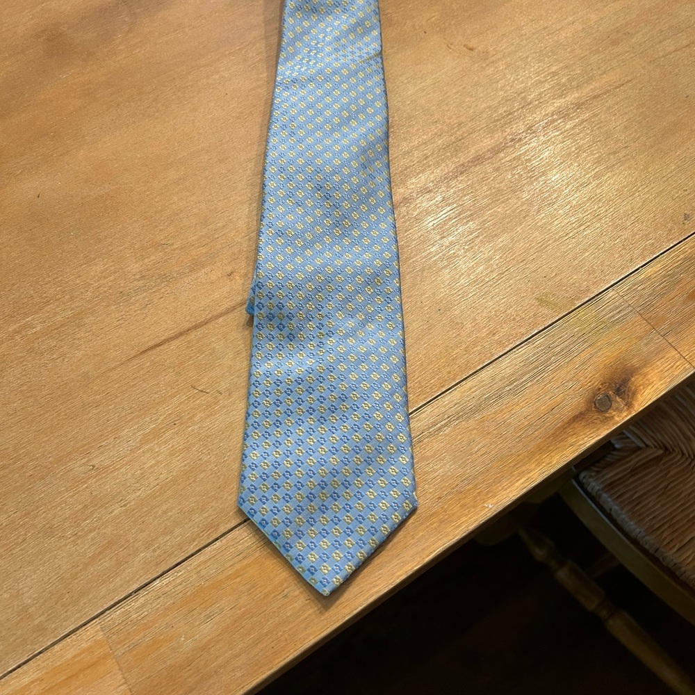 Blue and Yellow silk Patterned Men's Tie